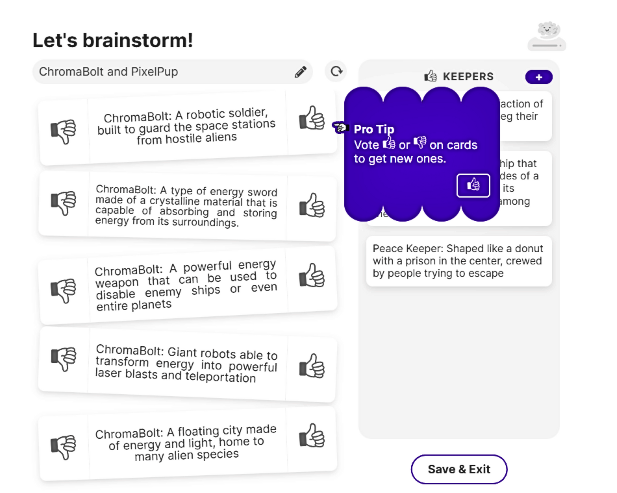 Image showcasing the 'Let's Brainstorm' feature, a dynamic tool designed to facilitate and stimulate creative thought on the Sudowrite platform.