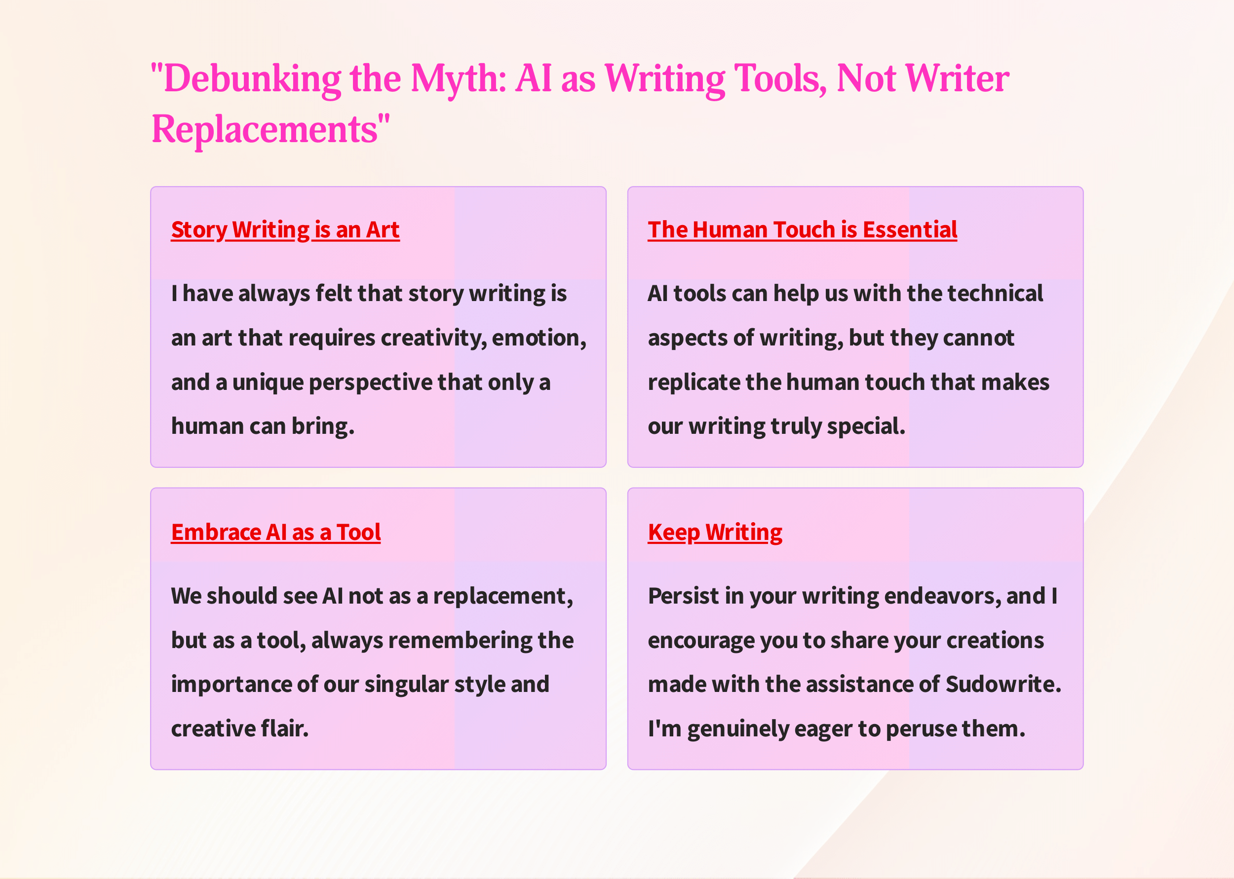 Debunking the Myth: A! writing tools, NOT writer's replacements