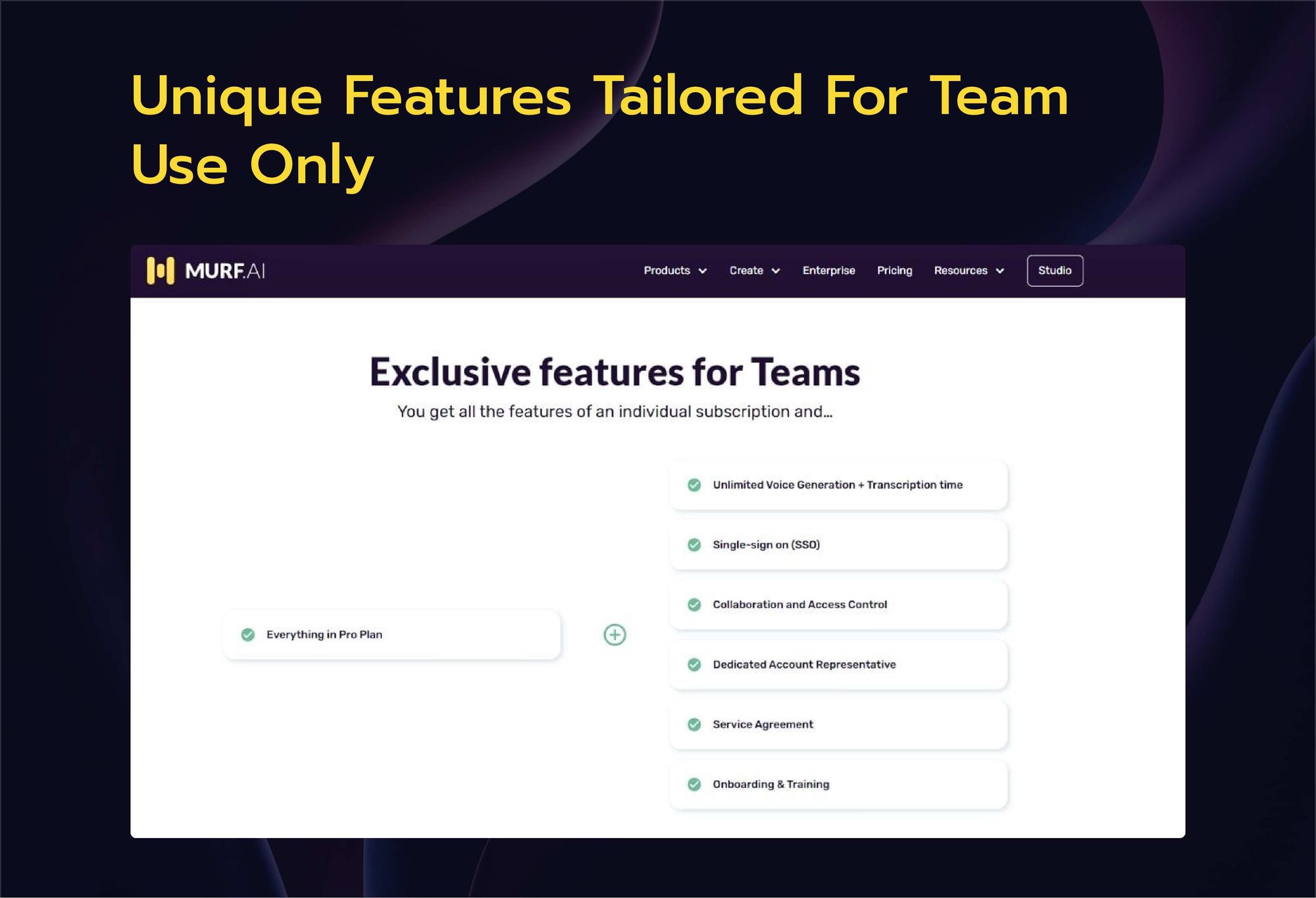 Murf ai has exclusive features for teams 