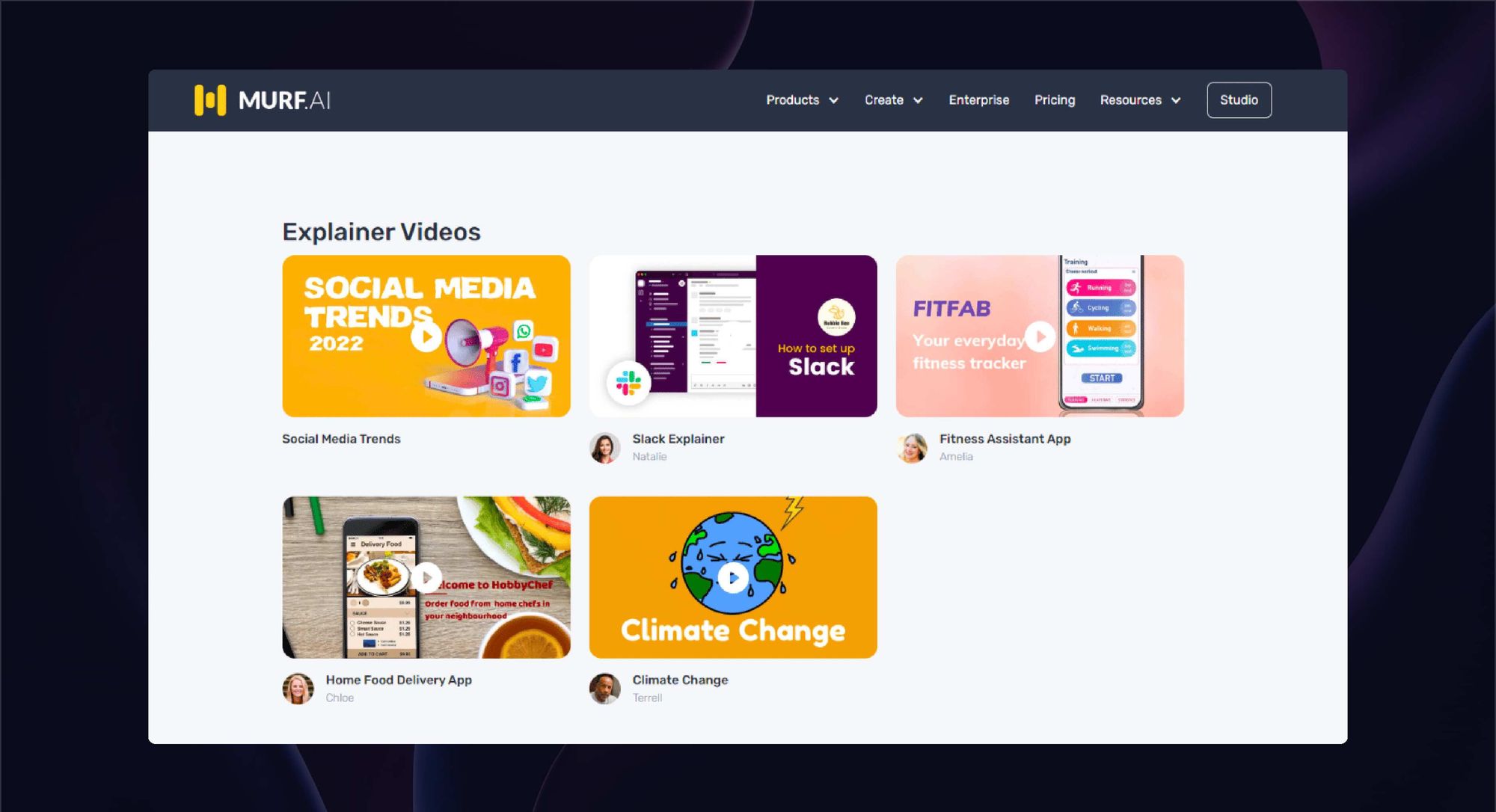Explainer videos on social trends, Slack usage, FitFab, and climate change via Murf AI