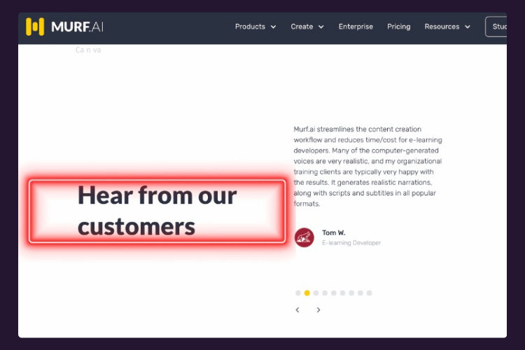 Snapshot of customer reviews for Murf Ai