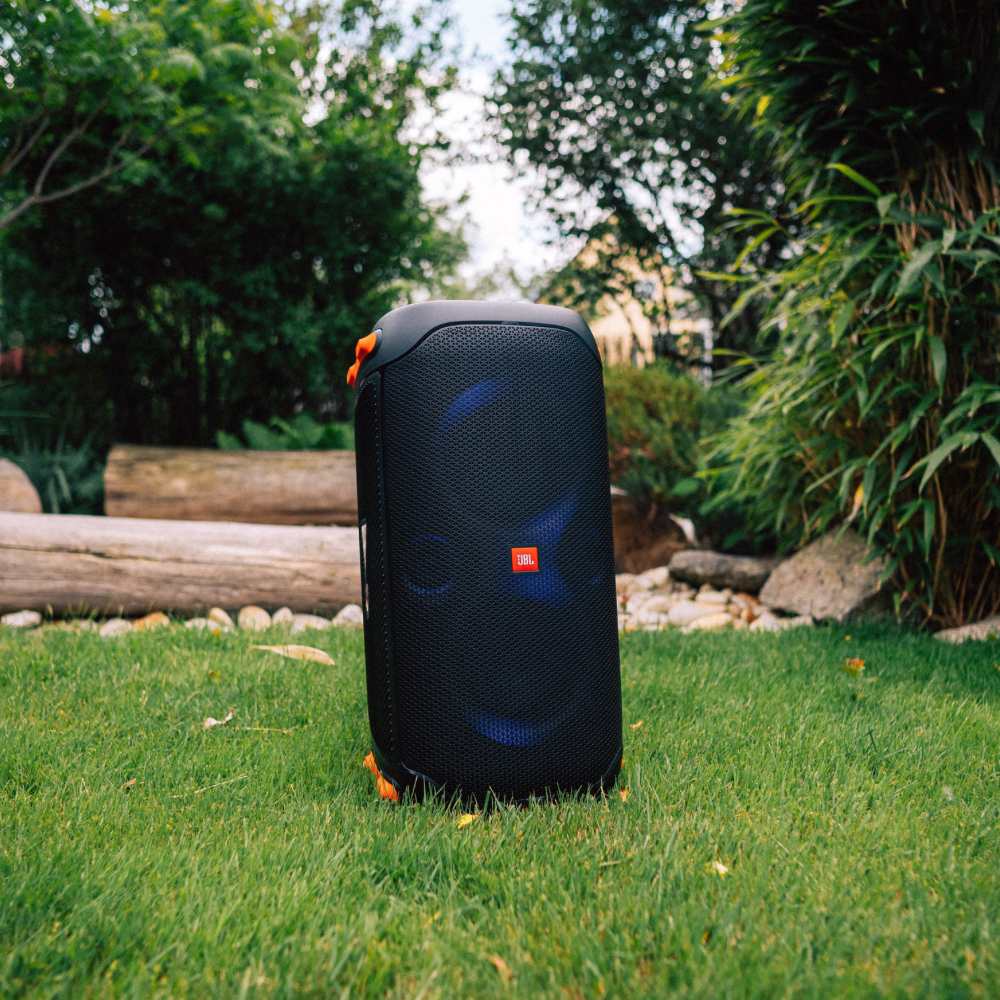 JBL speaker in the backyard